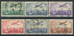 FRANCE - 1936 - PLANE FLYING OVER PARIS STAMPS COMPLETE SET OF 6,  # 8/13, USED - Usati