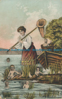 R001515 Old Postcard. Woman And Babies Bathing In The Lake - Monde