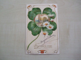 Carte Postale Ancienne En Relief MARGUERITES,TREFLES ET PAYSAGE - Fleurs