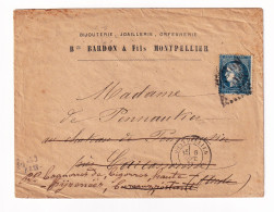 Lettre 1872 Montpellier Hérault Bardon & Fils Bijouterie Joillerie Orfévrerie Carcassonne Aude - 1871-1875 Ceres