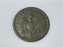 1814 Canada Provinces Eagle Britannia 1/2 Half Penny, XF Extremely Fine - Canada
