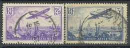 FRANCE - 1936 - PLANE FLYING OVER PARIS STAMPS SET OF 2,  # 10, &12, USED - Oblitérés