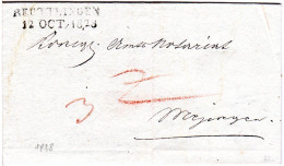 Württemberg 1828, L2 REUTTLINGEN Auf Porto Brief N. Mezingen - Prephilately