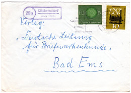 BRD 1961, Landpost Stpl. 20a OLDENDORF über Celle Auf Brief M. 2x10 Pf. - Covers & Documents