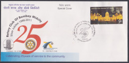 Inde India 2011 Special Cover Rotary Club Of Bombay Midcity, Pictorial Postmark - Cartas & Documentos