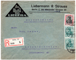 DR 1920, 40+2x5 Pf. Germania Auf Firmen Einschreiben Brief V. Berlin 55 - Lettres & Documents