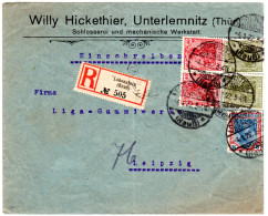 DR 1922, 5 Germania Marken Auf Firmen Einschreiben Brief V. Lobenstein - Covers & Documents
