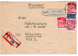 BRD 1950, Landpost Stpl. 14a HAUSEN über Weil Der Stadt Auf Einschreiben Brief! - Briefe U. Dokumente