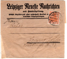 DR 1920, EF 10 Pf. Germania Auf Orts-Drucksachenschleife Leipziger Nachrichten  - Briefe U. Dokumente