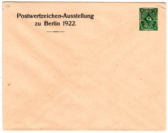 DR, Ungebr. 4 Mk Privatganzsachenumschlag Postwertzeichenausstellung Berlin 1922 - Cartas & Documentos