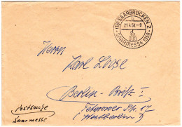 Saarland 1958, Portofreier Postsache Brief M. Saarbrücken Saarmesse Sonderstpl. - Cartas & Documentos