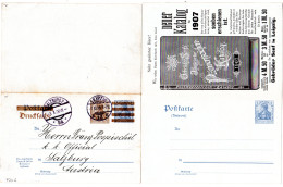 DR, Gest. 3 Neben Duchbalkter 2 Pf. Doppelkarte Gebr. Senf Katalog Leipzig 1907 - Covers & Documents