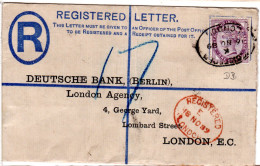 GB 1889, 1d M. Perfin Auf 2d Einschreiben Ganzsache Brief V. London. - Altri & Non Classificati