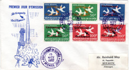 Guinea 1962, Eroberung Des Weltraums Kpl. M. Aufdrucktypen, Alle 6 Werte Auf FDC - Guinea (1958-...)
