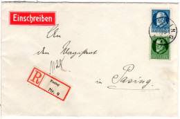 Bayern 1917, 7 1/2+20 Pf. Auf Portorichtigem Orts-Einschreiben Brief V. Pasing - Cartas & Documentos