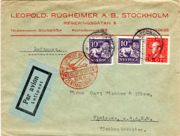 Schweden 1934, 15+2x10 öre Auf Luftpost Brief V. Stockholm I.d. Tschechoslowakei - Brieven En Documenten