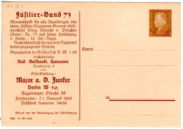 DR, Ungebr. 3 Pf.  Privatganzsache Karte Füsilier-Bund 73 - Other & Unclassified