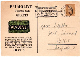 DR, Gebr. 3 Pf. Privatganzsache Karte Palmolive Toiletten-Seife - Cartas & Documentos