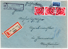 BRD 1953, Landpost Stpl. 23 HEUBÜLT über Varel Auf Einschreiben Brief M. 3x20 Pf - Lettres & Documents