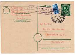 BRD 1954, Landpost Stpl. 16 BREITZBACH über Herteshausen Auf 10 Pf. Ganzsache  - Cartas & Documentos