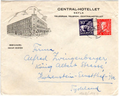 Schweden 1934, 10+15 öre Auf Hotel Brief V. Gefle N. Deutschland - Covers & Documents
