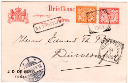 NL Indien 1905, 3 C. Auf 5 C. Ganzsache V. Tegal N. Düsseldorf M R1 Na Posttijd - Autres - Asie