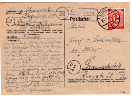 1946, Landpost Stpl. 23 BARENBURG über Sulingen Auf Karte M. 12 Pf.  - Storia Postale