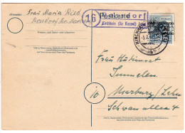 1948, Landpost Stpl. Rossdorf über Kirchhain Auf Karte M. 12 Pf. N. Marburg. - Cartas & Documentos