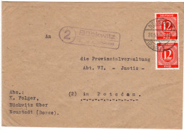 1946, Landpost Stpl. 2 BÜCKWITZ über Neustadt (Dosse) Auf Brief M. 2x12 Pf - Covers & Documents