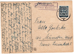 1946, Landpost Stpl. PODINGHAUSEN über Herford Auf Karte M. 12 Pf. N. Münster. - Cartas & Documentos