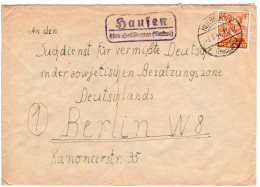 1948, Landpost Stpl. HAUSEN über Heilbronn Auf Suchdienst Brief M. 24 Pf - Brieven En Documenten