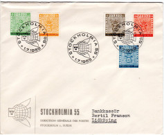 Schweden, Stockholmia 1955, 5 Werte Kpl. Auf Brief M. Entspr. FDC Sonderstpl. - Other & Unclassified