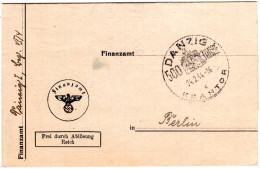 Danzig C KRANTOR 1944, Sonderstpl. Auf Amts Brief Frei Durch Ablösung - Brieven En Documenten