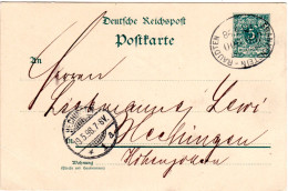 DR 1898, Bahnpost Stpl. FRANKENSTEIN-RAUDTEN Auf 5 Pf. Ganzsache V. Schweidnitz - Lettres & Documents