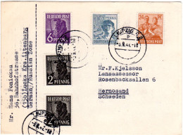 SBZ 1947, 5 Marken Auf Portorichtiger Privater Postkarte V. Leipzig N. Schweden - Brieven En Documenten