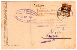 DR 1921, Alter Bayern Stpl. Posthilfstelle UNTERGERMARINGEN Auf Karte M. 40 Pf. - Brieven En Documenten