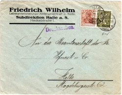 DR 1921, 5+10 Pf. M. Firmenlochung F.W. Auf Brief V. Halle - Cartas & Documentos