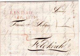 Bayern 1830, Roter L2 LINDAU Auf Brief N. Feldkirch, Österreich - Precursores