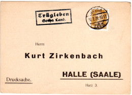 DR 1928, Landpost Stpl. TRÜGLEBEN Gotha Land Auf Karte M. 3 Pf.  - Cartas & Documentos