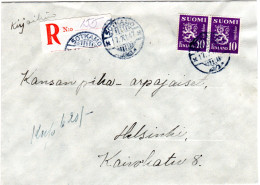 Finnland 1947, SOTKAMO, Eingestempelter Reko Zettel Auf Brief M. 2x10 M. - Sonstige & Ohne Zuordnung