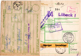 BRD 1972, Taxe Percu Paketkarte V. Weinheim M. Schweden Porto-Formular - Storia Postale