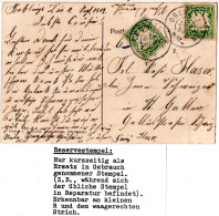 Bayern 1909, Reservestempel OBERSTAUFEN R Auf Gruss Aus Farb-AK M. 5 Pf. - Covers & Documents