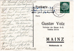 DR 1938, Landpost Stpl. STEINHARDT über Bad Kreznach Auf Karte M. 6 Pf. - Cartas & Documentos