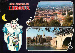11 - Limoux - Multivues - Dessin De Pierrot - Flamme Postale De Limoux - CPM - Voir Scans Recto-Verso - Limoux
