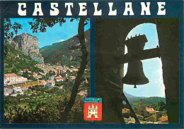 04 - Castellane - Multivues - Blasons - Cloche - Flamme Postale De Moustiers Sainte Marie - CPM - Voir Scans Recto-Verso - Castellane
