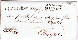 Bayern 1837, L2 ANSBACH Auf Chargé Brief N. Württemberg M. Interessantem Inhalt - Prephilately