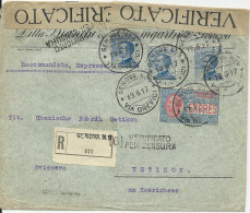 Italien 1917, Zensur Einschreiben Express Brief V. Genova No.9 I.d. Schweiz - Ohne Zuordnung