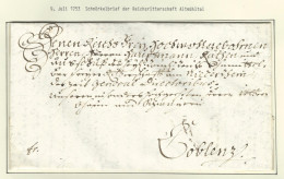 Bayern 1753, Sehr Gut Erhaltener Brief D. Ritterschaft Orts Altmühl In Francken - Cartas & Documentos