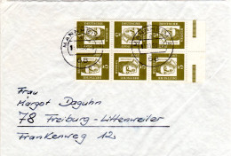 BRD 1966, Kehrdruck 6er-Block 5 Pf. M. Bogenrand Auf Brief V. Mannheim - Covers & Documents