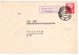 DDR 1955, Landpost Stpl. NEVERIN über Neubrandenburg Auf Brief M. 20 Pf. - Covers & Documents